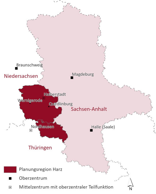 Benachbarte Oberzentren